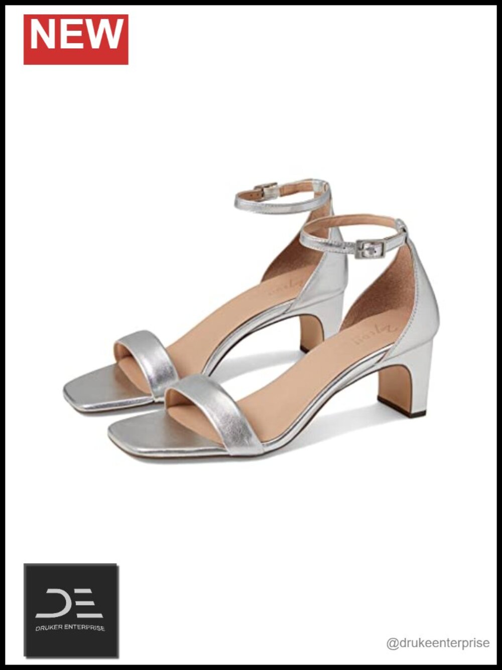 Naturalizer 27 Edit Iriss Leather Square Toe Block Heel Ankle Strap Pumps